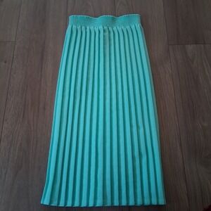 Vintage 1970s Montgomery Ward Seafoam Accordion Pleated Skirt Elastic Waist 70s‎